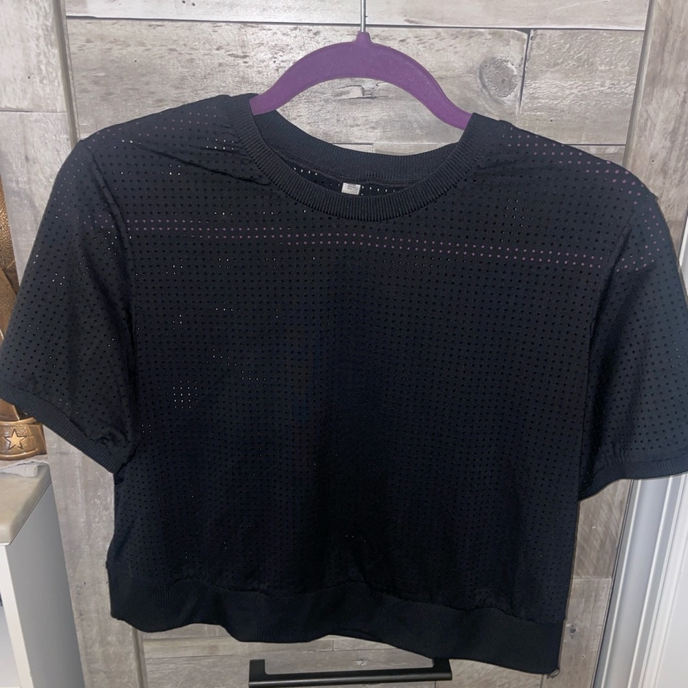 Black Mesh Crop Top